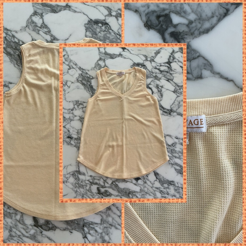 P.J. Salvage Yellow Waffle Knit Top, size small
